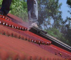 House roof cleaning using pressure washer Mooloolaba